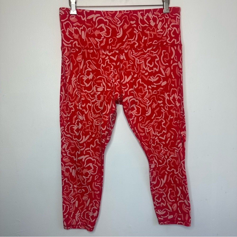 Athleta Leggings Red Pink Plus Size 2X Elation Printed Abstract Floral